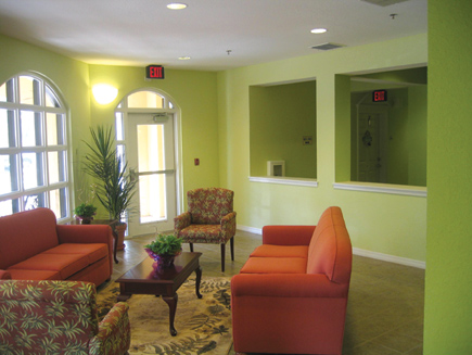 Small common areas provide communal living spaces where residents can gather.
