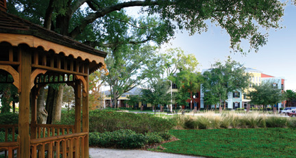 A gazebo lends an additional neighborly feel to the property.